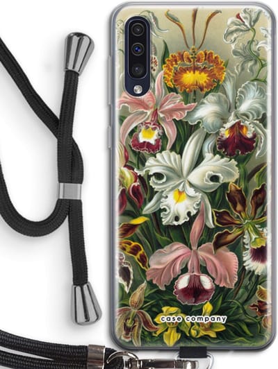 Case Company® - Hoesje met koord geschikt voor Samsung Galaxy A50 hoesje met Koord - Haeckel Orchidae - Telefoonhoesje met Zwart Koord - Bescherming aan alle Kanten en Over de Schermrand