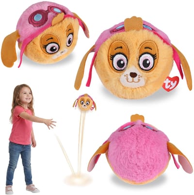 TY Paw Patrol SKYE Knuffelbal, stuiterend knuffeltje, BEANIE BOUNCERS, behendigheidsspeelgoed voor kinderen 10 cm