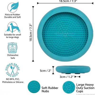 Famanu – Honden likmat ufo - siliconen langzame voerbak met zuignap - ideaal voor nat voer en snacks - stressverlagend en eenvoudig te reinigen - turquoise