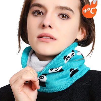 Nivard Nekwarmer - Dames - Fleece - Motor - Bandana - Masker - Colsjaal - Sjaal - Gewatteerd - Winter - Fietsen - Panda - Lichtblauw