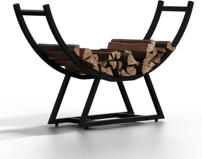 Brandhoutrek - Houtopslag - Haardhout Opslag - Stabiel Weerbestendig - 94x21x55 cm - Zwart