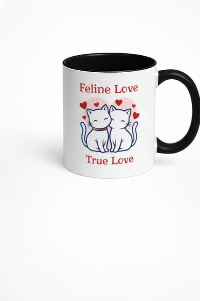 Mok Feline Love True Love Katten & Harten | Liefdevol Cadeau voor Kattenliefhebbers