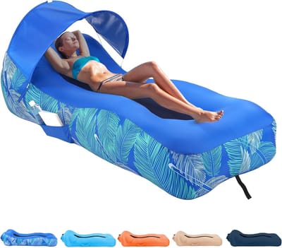 Opblaasbare ligstoel, luchtbank met uniek zonwerend ontwerp, opblaasbaar strandbed met kussen, waterdichte opblaasbare bank, campingstoel, hangmat voor wandelen, achtertuin, reizen, strandpark