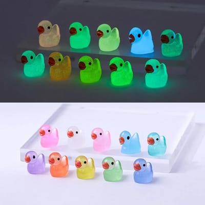 10/20 STKS Lichtgevende Mini Eendjes Mos Microlandschap Miniature Eenden Beeldjes Feeentuin Accessoires Huis Decoratie Licht Op in het Donker Speelgoed green