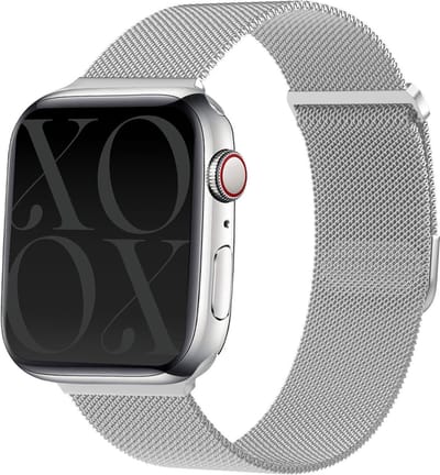 xoxo Wildhearts Luxe Milanese band - Geschikt voor Apple Watch bandje - Series 1/2/3/4/5/6/7/8/9/10/SE - Maat: 38 mm / 40 mm / 41 mm / 42 mm - RVS metalen bandje met magneet - Milanees iWatch bandje - Horlogeband - Zilver