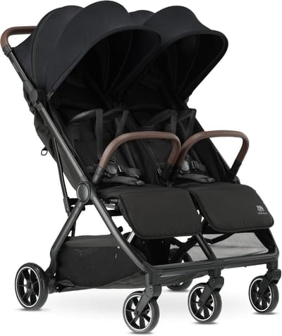 Kinderwagen Duobuggy - Dubbele Kinderbuggy - Reizen met kinderen - Met één hand inklapbaar - Compact opvouwbaar - Zwart