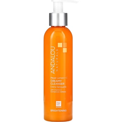 Andalou Naturals, Nettoyant crémeux, Citron Meyer+ C, Effet blanchissant, 170 ml (178 ml) orange