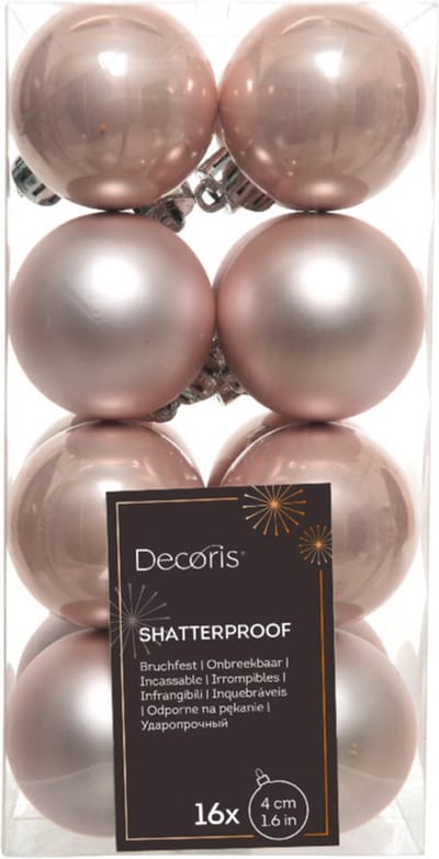 Decoris kerstballen - 16 stuks - 4cm - kunststof