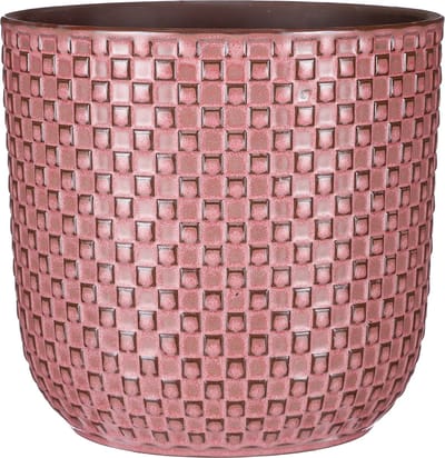 Mica Decorations Plantenpot Daan - keramiek - roze - D21,5 x H20,5 cm - stijlvol patroon