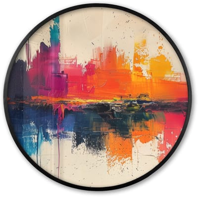 Poster in lijst Rond - Fotolijst 60x60 cm - Posters - Modern - Verf - Kunst - Kleurrijk - Ronde posterlijst zwart - Decoratie - Wanddecoratie woonkamer - Muurdecoratie slaapkamer