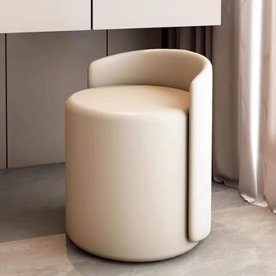 Vloerpoef - Ottomaan poef - Zitcomfort - Goudkleurige basis - 44 cm hoog - Off White