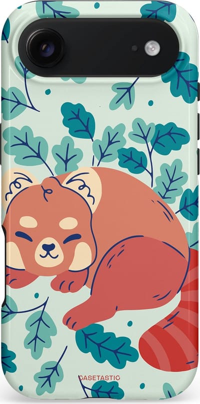Casetastic hoesje geschikt voor Apple iPhone Air - MagSafe - Dubbellaagse bescherming - Rode panda avonturen - Fashion Case - Lichtgrijs Petrol Koraal Mintgroen