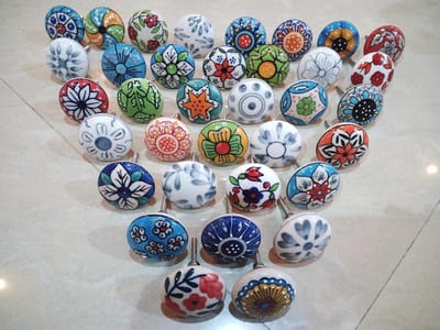 20 stuks keramische deurknoppen - vintage bloemenstijl - voor kast lade - wit