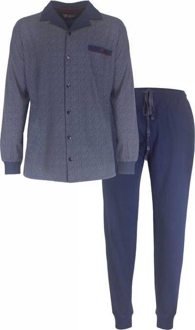 Paul Hopkins Heren Pyjama - Doorknoop - Paisley dessin - Blauw - Maat S
