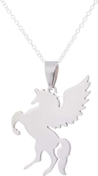 24/7 Jewelry Collection Vliegend Paard Ketting - Eenhoorn - Zilverkleurig