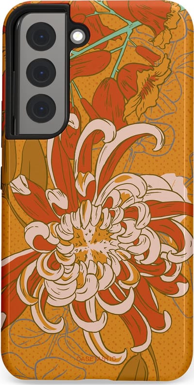 Casetastic hoesje geschikt voor Samsung Galaxy S22 - Dubbellaagse bescherming - Bloemige lente - Fashion Case - Okergeel Terracotta Beige