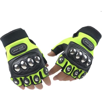 Tactische handschoenen Roestvrijstalen schaal halve vinger handschoenen Buitenactiviteit sport Anti-val heren dun vechten boksen motorrijden one size fits all geel