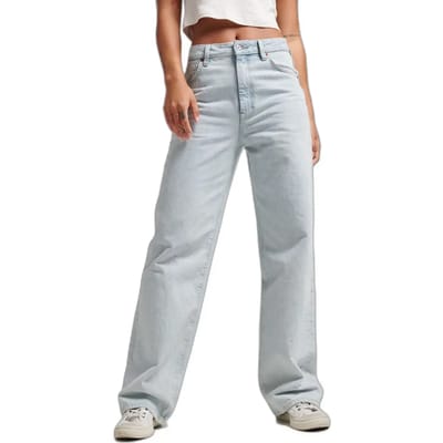 Superdry Jeans met Wijde Pijpen van Biologisch Katoen Lichtblauw Grootte: 28/32