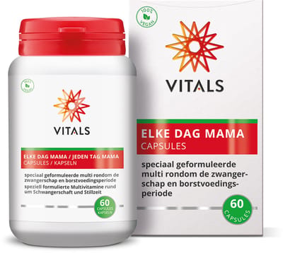 Vitals Elke Dag Mama - 60 capsules - multivitamine. Voor aanstaande moeders. Speciaal geformuleerde multi rondom de zwangerschap en borstvoedingsperiode.