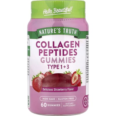 Nature's Truth, Beauty Collageen Gummy Jelly, 1+3 Type, Natuurlijke Aardbeiensmaak, 60 Gummy Jelly