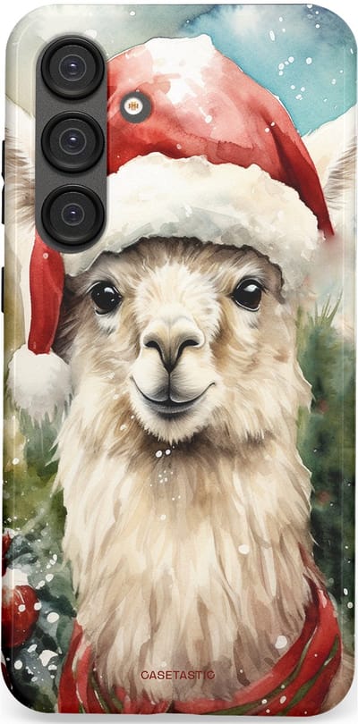 Casetastic hoesje geschikt voor Samsung Galaxy S25 Plus - Dubbellaagse bescherming - Kerst Lama - Fashion Case - Taupe Lichtgrijs Donkergrijs Saliegroen