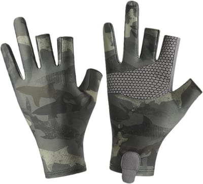 Zonnehandschoenen Vissen - UV Bescherming Handschoenen - Outdoor Activiteiten - UPF50+ Zonbescherming - ca. 9.5 x 23 cm - Legergroen