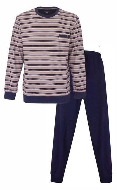 Paul Hopkins Heren Pyjama - Gestreept - Lange Mouwen - Donker Blauw - Maat S