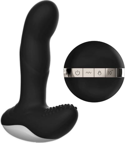 Power Escorts - Anaal Vibrator - Silicone Anal & Prostate Massager - handige afstandbediening - USB oplaadbaar - Anal - 7 Function - Pulsator - Heating - Trendy zwart - gave Cadeaubox- bo-63-00040