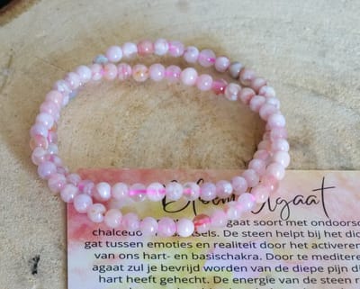 Bloem Agaat Armband 4mm, edelstenen - Perfect cadeau voor mannen en vrouwen - Inclusief uitleg - Spiritueel - Flower Agate - Diepe pijn - Trauma - Onvoorwaardelijke liefde