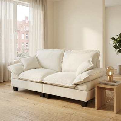 HAUSS SPOLE Loveseat - 2-Zits Modulbank - Met Afneembare Armkussens - Voor Appartement En Woonkamer - Chenille Beige