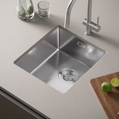 Cecipa MAX Spoelbak Keuken 40x44 cm - Gootsteen RVS Geborsteld - Enkele Wasbak Onderbouw - Inclusief Sifon