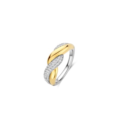 TI SENTO Dames Ring - 925 zilver - Zirkonia met geel verguld - Maat 17.75 mm / maat 56 - 12370ZY