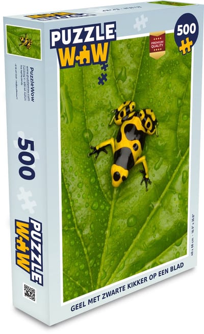 Puzzel Geel met zwarte kikker op een blad - Legpuzzel - Puzzel 500 stukjes