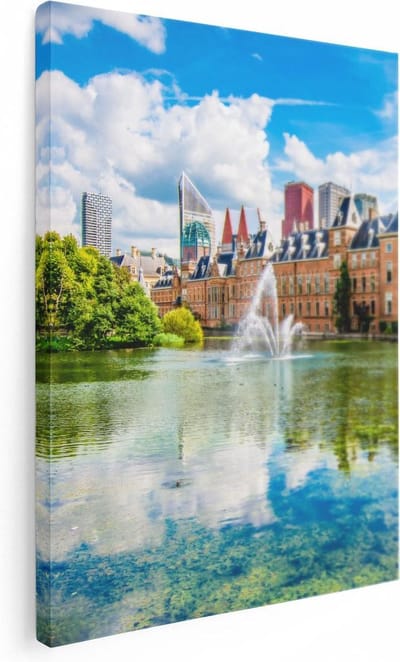 Artaza Canvas Schilderij Binnenhof - 30x40 cm - Klein - Wanddecoratie Stad - Muurdecoratie Skyline - Kamer Accessoires