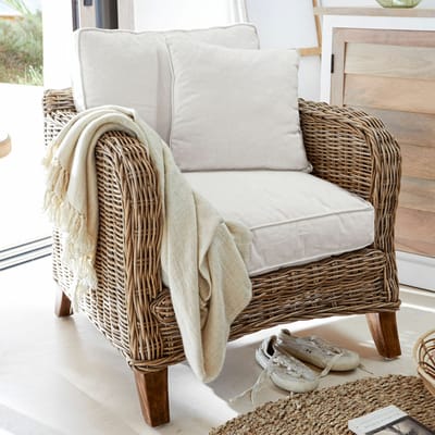 LOBERON Fauteuil Colroy bruin/wit