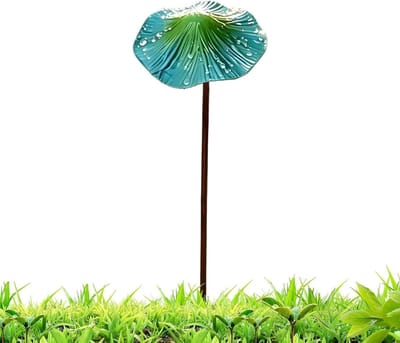 Paddenstoel Tuinstaken - Kleurrijke Roest Decoratie - Tuin Decoratie - Weerbestendige Coating - 30 cm Hoog - Blauw