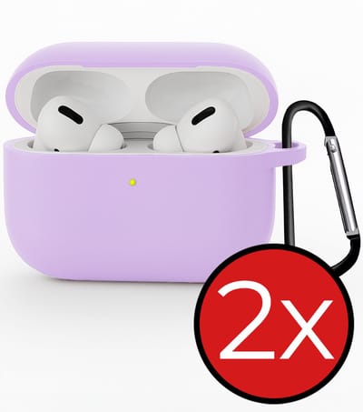 Hoesje - Geschikt voor Apple Airpods Pro 3 - Siliconen Hoes met Clip - Silicone Case Cover - Lila