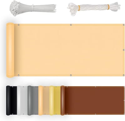 Tuinscherm Polyester - Privacyscherm Hek - Privacy Beschermen - UV- en Windwerend - 110x900cm - Zandbeige