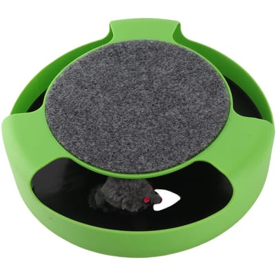Vang Muis Beweging Kat Speelgoed Interactief Plezier Puzzel Roterende Kat Muis Achtervolging Speelgoed met Krabplank voor Katten Kittens groen