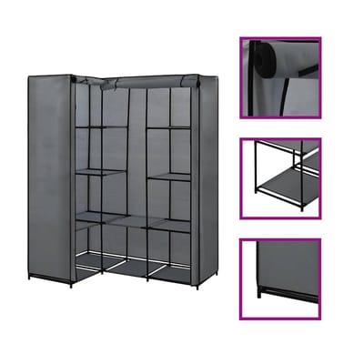 vidaXL - Hoekkledingkast - 130x87x169 - cm - grijs
