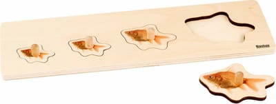Nienhuis Montessori Kinderpuzzel Goudvissen - Houten speelgoed - Houten puzzel - Educatief speelgoed - Houten dieren speelgoed - 4 stukjes - Vanaf 2 jaar