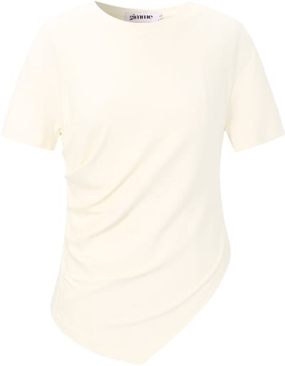 Asymmetric Fitted Tee – T-shirt met Asymmetrische Halslijn – Stijlvolle Top voor een Moderne Look - Wit - Maat S