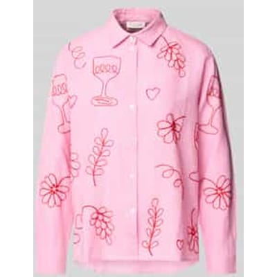 regular fit linnen blouse in all-over look
