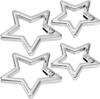 Ster Karabijnhaak - Sleutelhanger Clip - Outdoor Activiteiten - Uniek Ster Ontwerp - 4 Stuks - Zilver