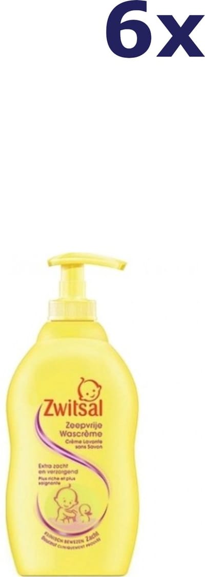 Zwitsal - Baby huidverzorging - Zeepvrije Wascrème - 400ml x 6