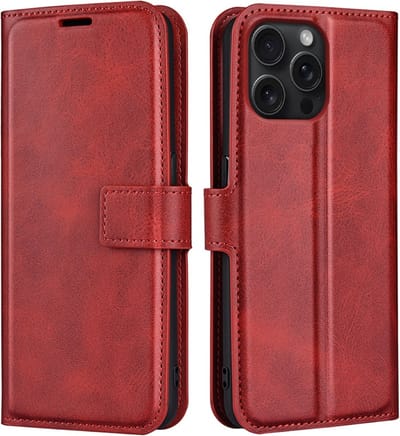 Coverup Hoesje - Geschikt voor iPhone 16 Pro Hoesje - Coverup Deluxe Book Case - Rood