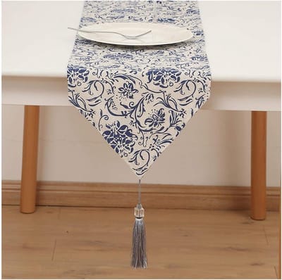 Tafelloper - Tafeldecoratie - Feestelijke Sfeer - Katoen Linnen Materiaal - 30x140CM - Blauw