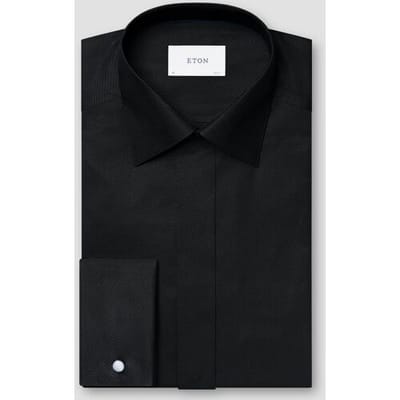 Eton Overhemd Uni Color Striped Textured Twill French Cuff Zwart / male
