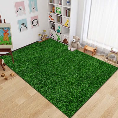 15 Maten Voetbalveld Groen Gras Tapijten voor Kinderkamer Speelmatten Vloerkleed voor Slaapkamer Woonkamer Zacht Tapijt Huisdecoratie Tapijtmat 90x130cm (35x51in)
