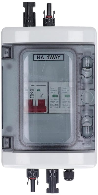 PV Combiner Box - Zonne-energie Box - Fotovoltaïsche Arrays - Overspanningsbeveiliging - IP65 Waterdicht - Zwart